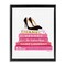 Stupell Industries Glam Pink Fashion Books Pump Heels Framed Floater Canvas Wall Art